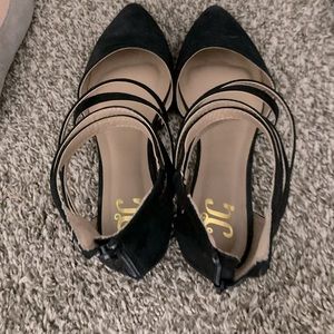 Black flats with ankle straps